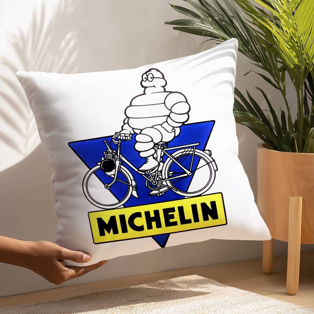 M-MichelinS T-Tyres Pillow Case Plush Fabric Soft  Pillowcase Double Sided Print Cushion Cover Household Gifts