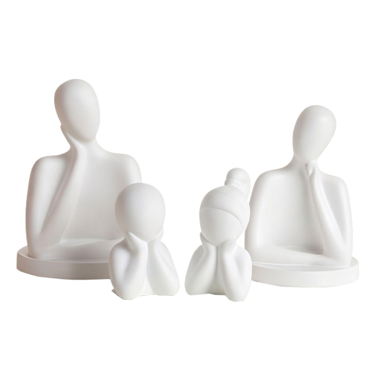 

4PCS Abstract Human Figure Sculptures Modern Home Decor Minimalist Tabletop Art Figurines Creative Decorative Objects for Living Room Office one size білий