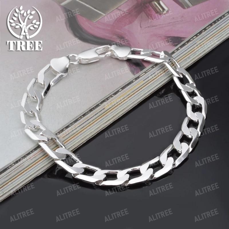 925 Sterling Silver Bracelet Sideways Silver Bracelet 4MM 6MM 8MM 10MM 12MM Bracelet Men Women Jewelry