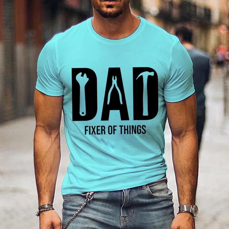 Funny Dad Birthday Shirt,Fixer of Things Shirt Men Tshirt Hip Hop Tops Summer Street T Shirt Oversize Short Sleeve New Dad Shirt