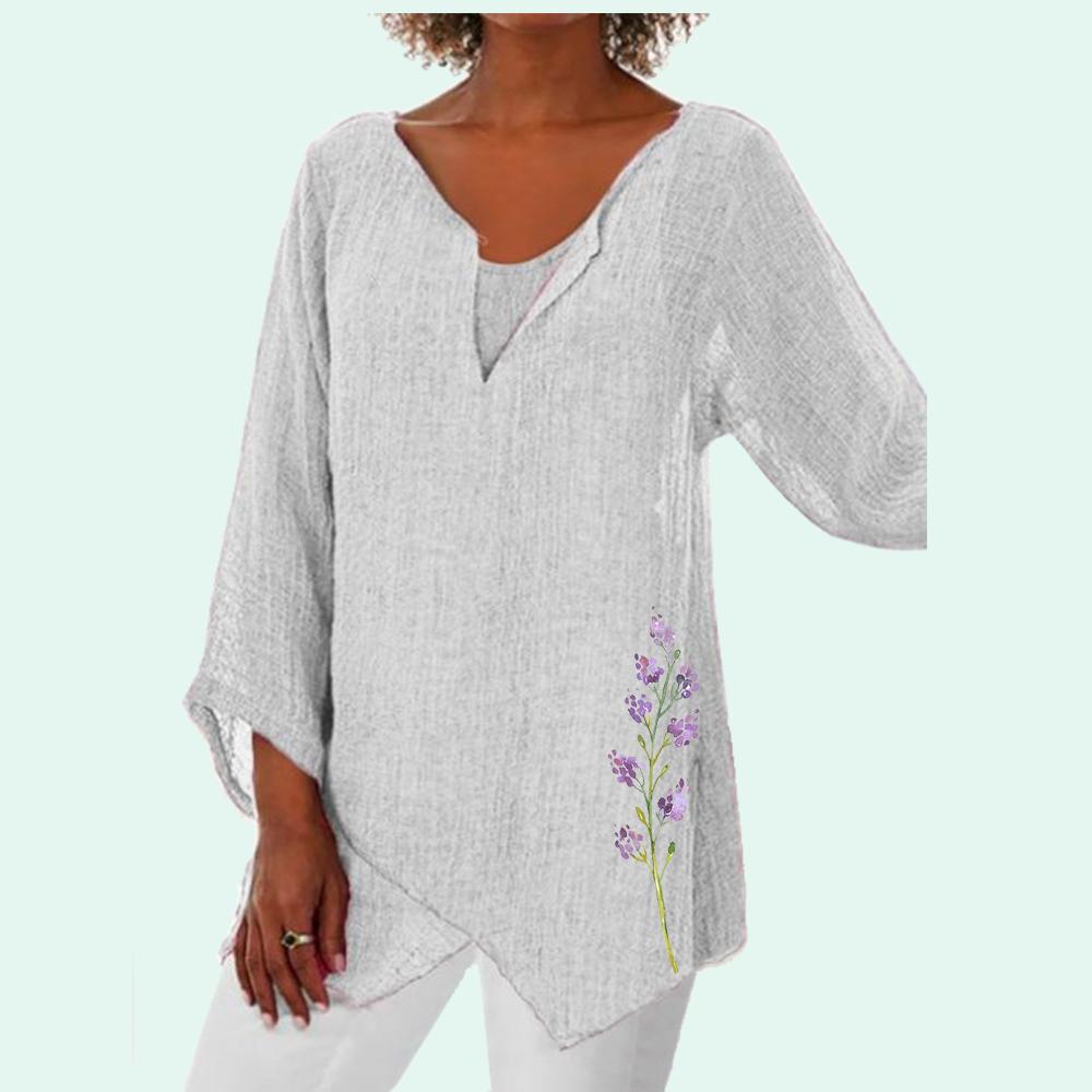 

Женская модная рубашка с длинным рукавом и v-образным вырезом/4, женская повседневная тонкая рубашка с цветочным принтом, пуловер больших размеров, свободные блузки