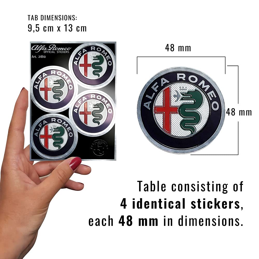 Alfa Romeo Official Sticker 4 Logo D. 48mm, 94 X 131 Mm