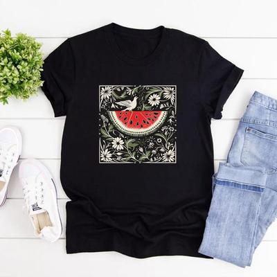 Watermeloen Vlag T-shirt Dit Is Geen Watermeloen T-shirt Korte Mouw Unisex Grafische T-shirts Vrede en Liefde Tee Streetwear Tops