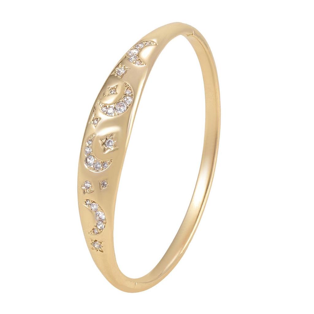 European & American Vintage Star Moon Diamond Bangle: Elegant & Versatile Light Luxury Jewelry