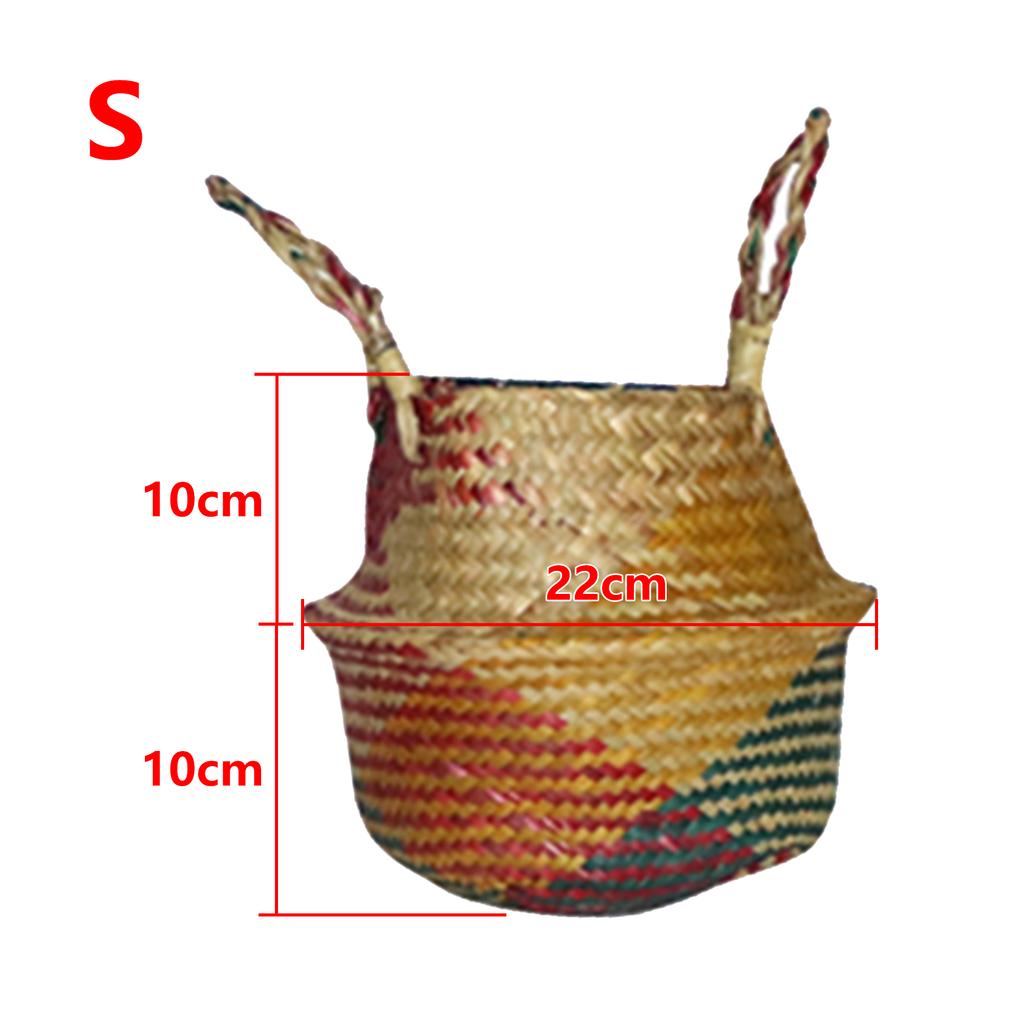 Seaweed Woven Flower Basket Woven Belly Basket Woven Basket Storage Basin Belly Basket Storage Flower Pot Basket
