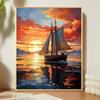CHENISTORY Hand Painting Sailboat In Bedroom Living Room Landscape Painting By Numbers Kit DIY Artwork Canvas Home Decoration