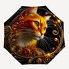 1pc Golden Feline Elegance Automatic Umbrella - Automatic Opening And Closing, Sturdy Iron Frame, Formal Occasions Yy251018145