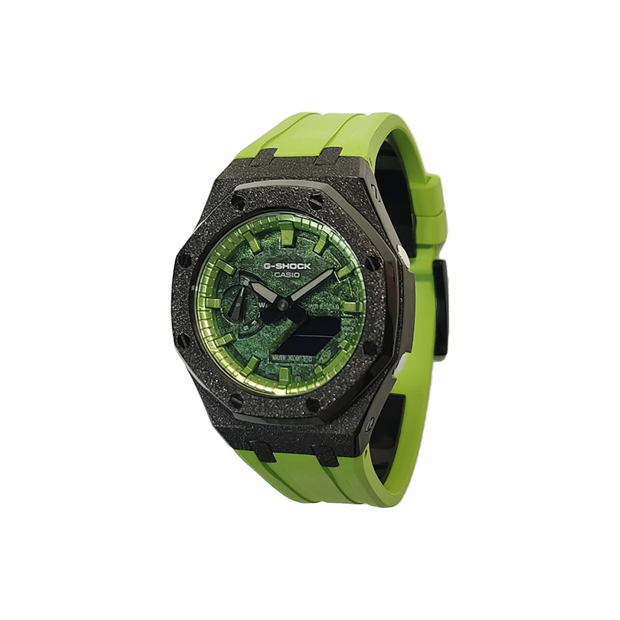 

CASIO Men Liquid Crystal,Analog Dual Display Series 44mm Green Watch GA-2100SKE-7A(Watch3--) Regular Watch Box