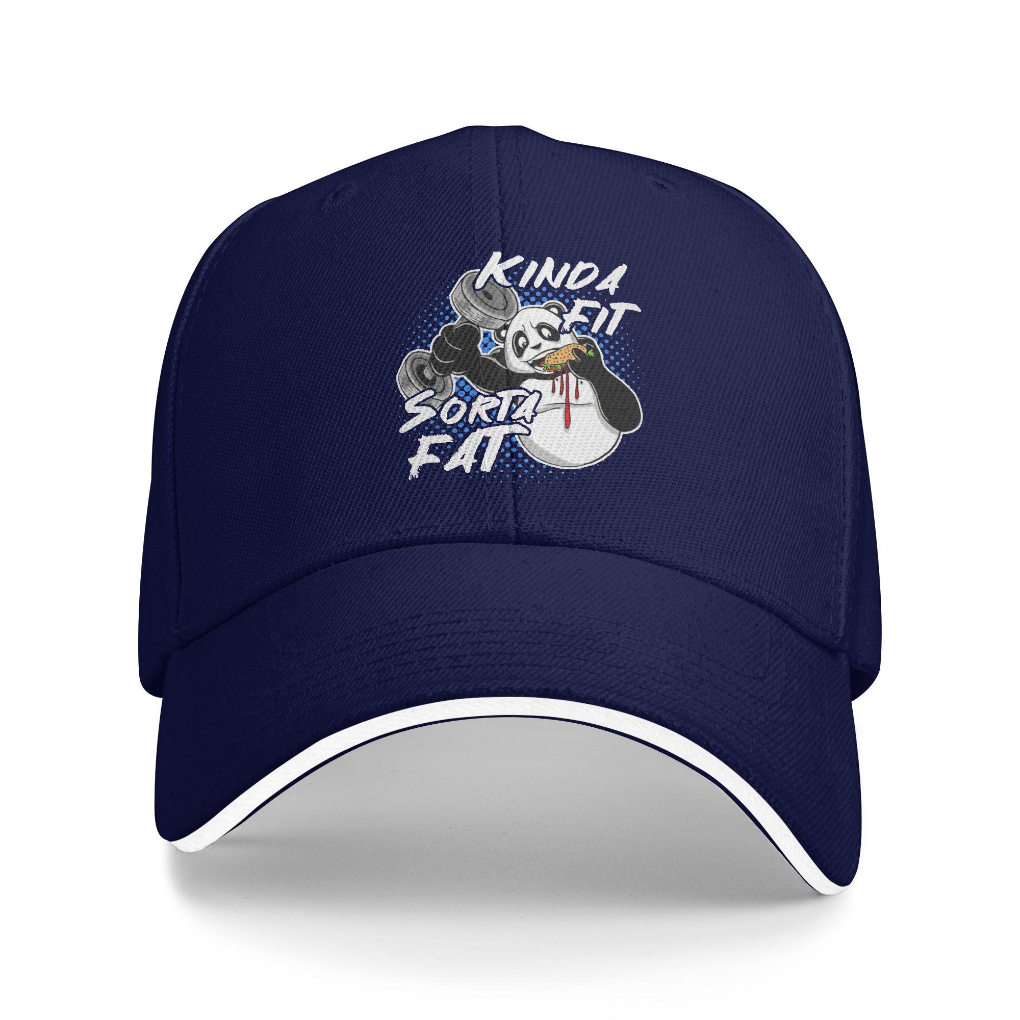 

Funny Panda Gym Humor Kinda Fit Sorta Fat Cartoon Fitness Baseball Cap Casual Trucker Hat Summer Men Women Baseball Caps One Size