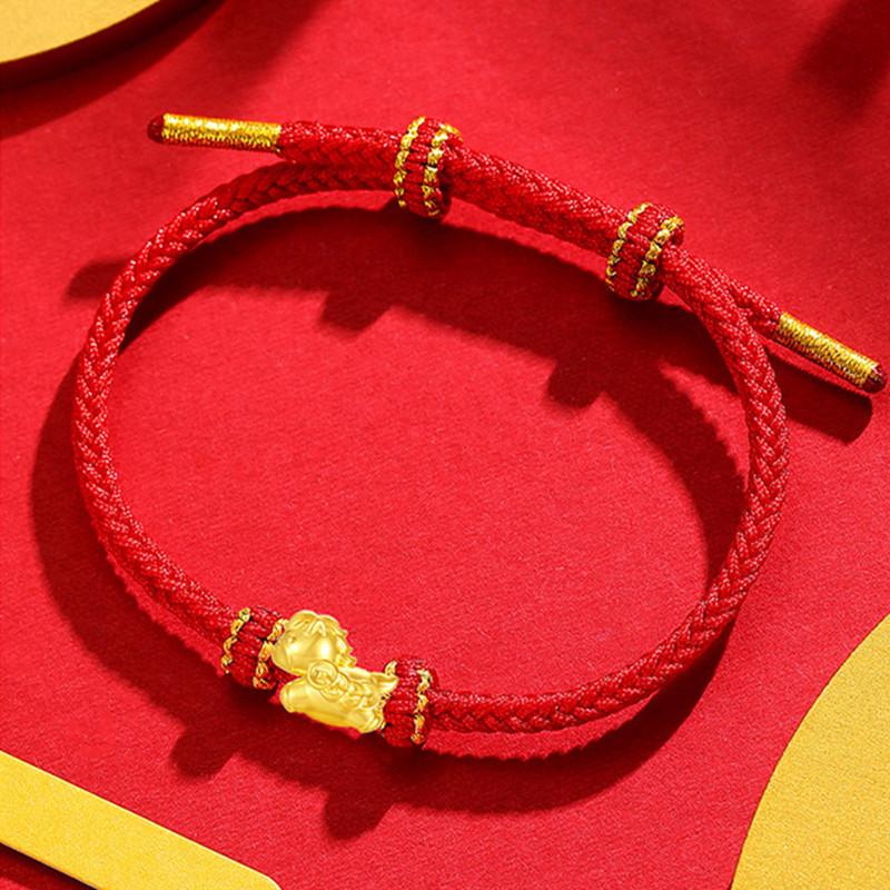 Zodiac Horse Red String Bracelet: 999 Pure Gold for Birth Year Luck and Prosperity