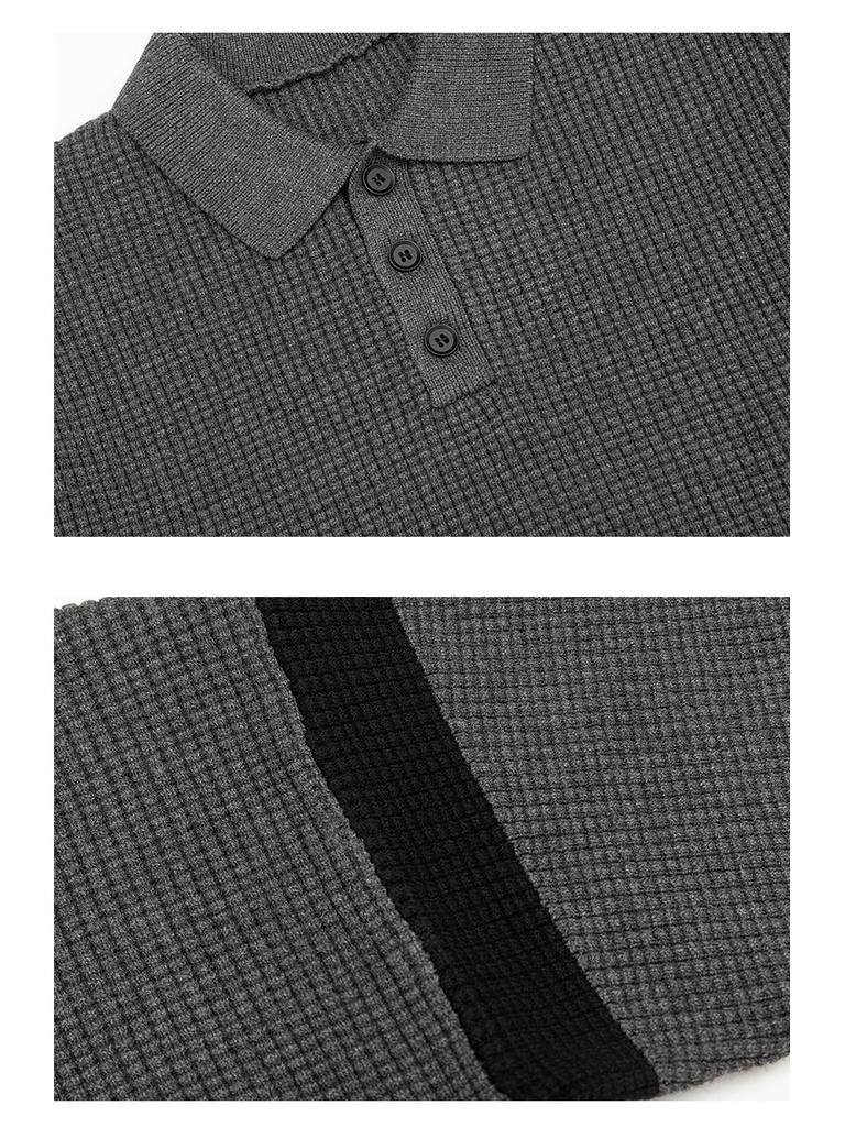 Mu Yuan Men's Retro Autumn/Winter Knit Polo Sweater - American-Style Casual Top