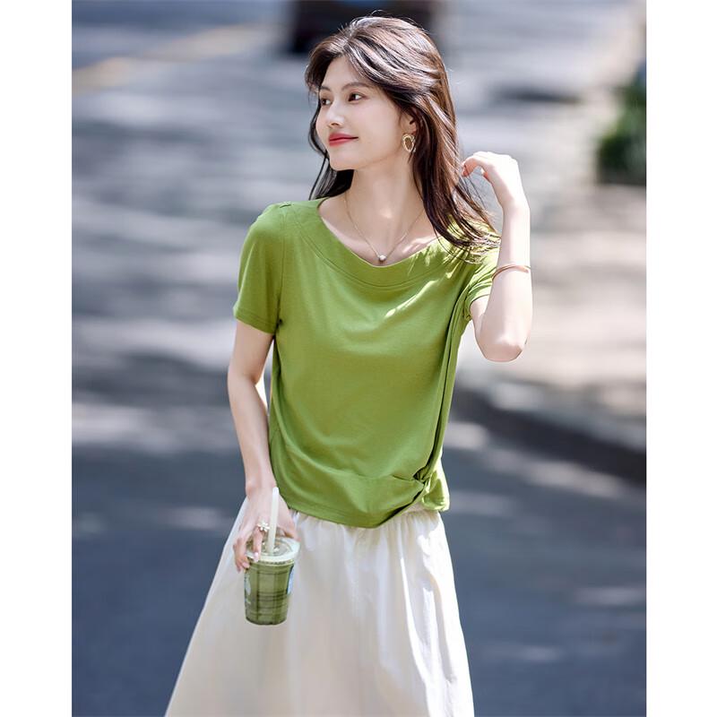 Women's Irregular Twisted Knot Short Sleeve T-shirt