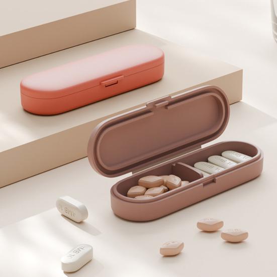 Pill Box with Independent Compartments Pill Organizer Silicone Ring Moisture Proof Travel Case for Morning Noon Evening