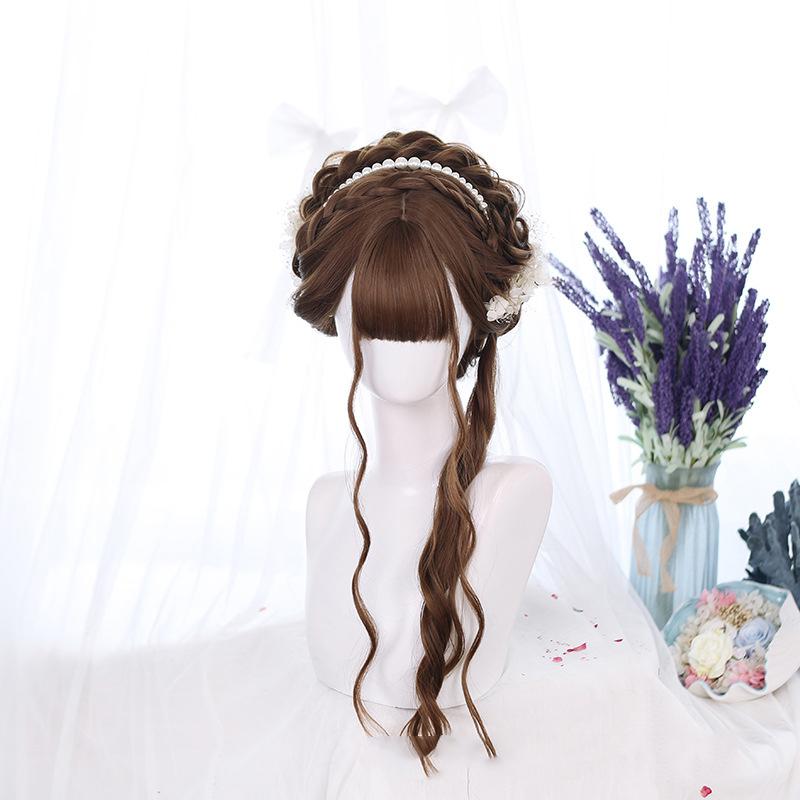 Bybrana Female Long Hair Big Wave Bangs Wig Synthetic Hair Daily Wear And High Temperature Resistance