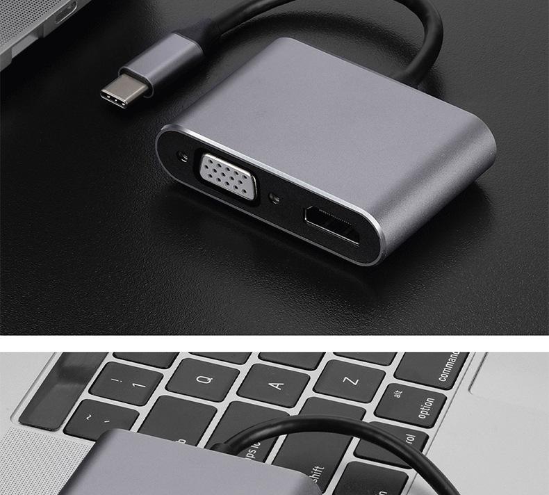USB-C To HDMI & VGA Dual Display 4K Adapter