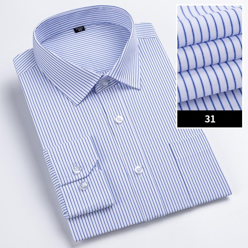 Men's Striped Long Sleeve Shirts 2026 Autumn Anti-wrinkle Business Shirt Fashion Casual Comfortable Breathe Slim Fit Shirts