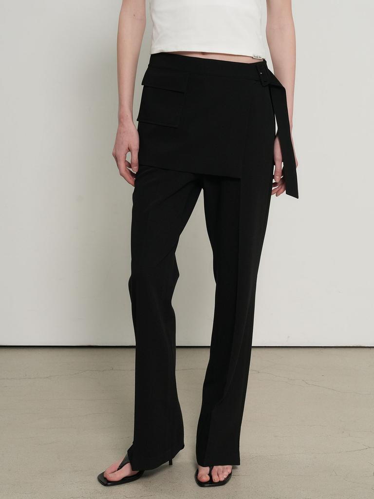 GENERALIDEA Skirt Layered Bootcut Slacks [Black] / Gf1Lpt502
