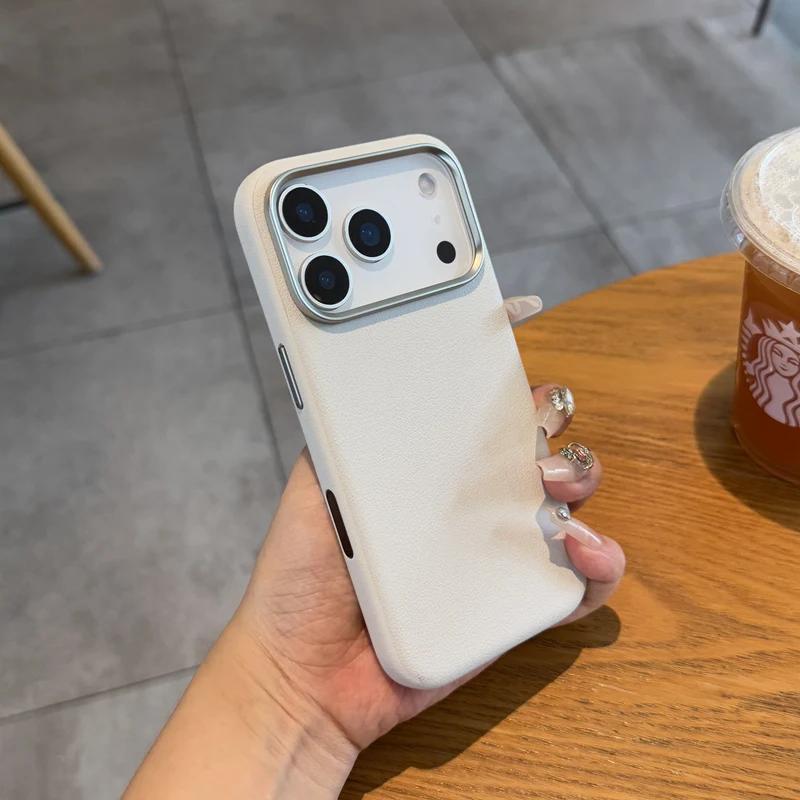 

Active Touch Leather for MagSafe Phone Case for iPhone 17 Pro Max 17Pro Air Metal Button Camera Lens Magnetic Charge Matte Cover iPhone17