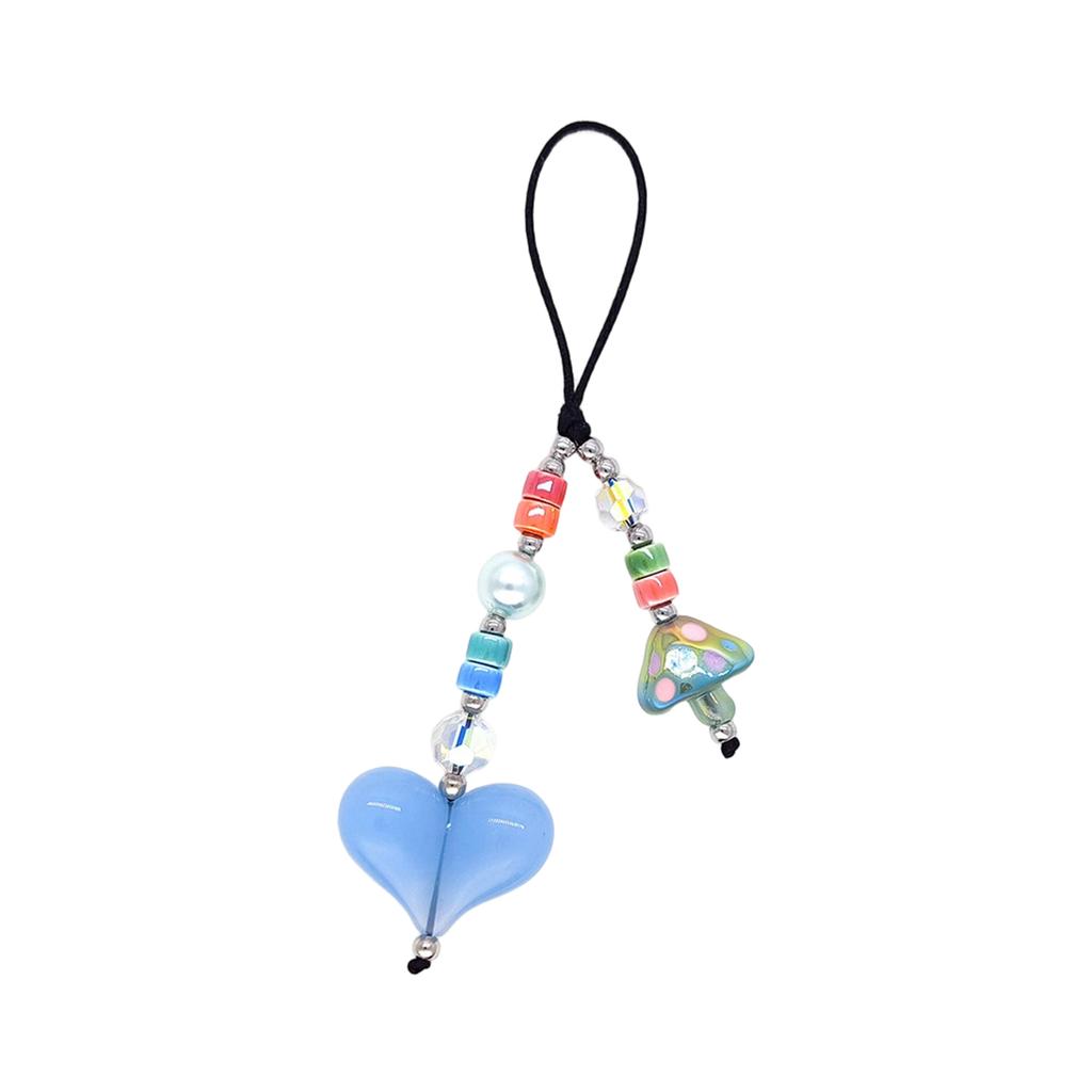 Heart Beaded Keychain Fashionable Resin Charm Phone Pendant for Youthful Women Colorful Beads for Bags and Phones
