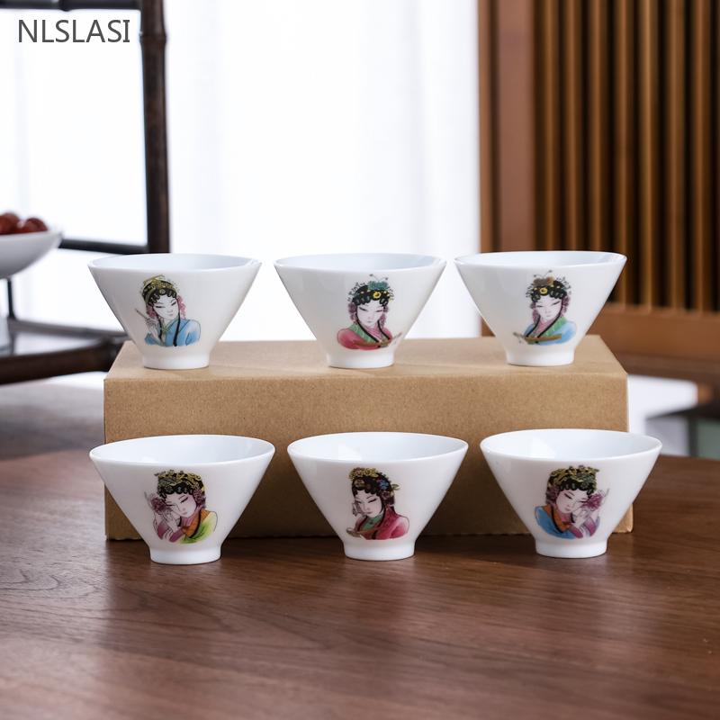 6pcs Dehua White Porcelain Tea Cups Suit Exquisite Custom Ceramic Teacup Home Porcelain Tea Accessories Chinese Drinking Set