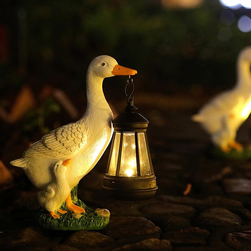 Solar Garden Statue Duck Solar Lantern Outdoor Home Decoration Cute Duck Statue With Solar Lantern For Lawn Patio Courtyard
