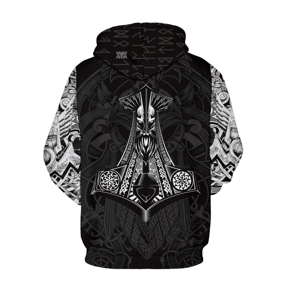 Wikinger-Krieger 3D-Druck Hoodie: Herren Trendiger Pullover Sweatshirt 2025 Edition