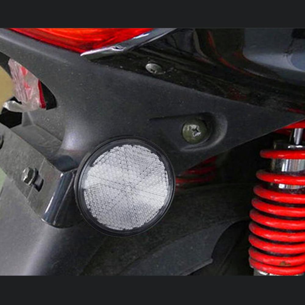 White Plastic Reflector Round Reflector (1 Pair) Bike Reflector Motorcycle Reflector Reflective Warning Reflector Easy Installation
