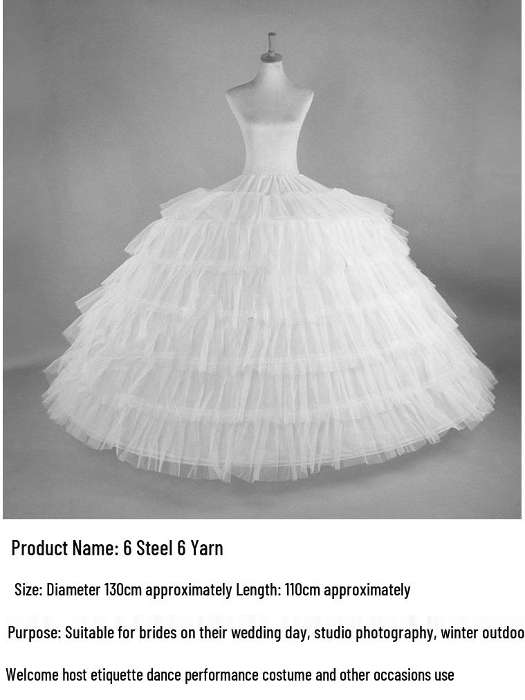 Super Puffy Bridal Evening Gown Petticoat with Adjustable Six-Bone Crinoline and 6 Mesh Hoop Skirt