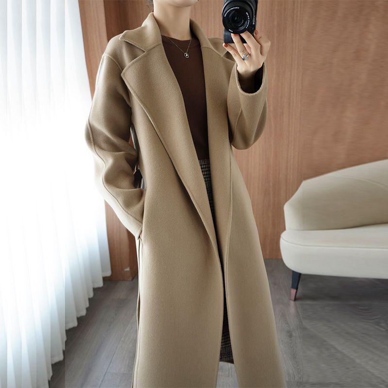 Plus Size Women's Mid-Length Wool Coat - 2022 Autumn/Winter Korean Style