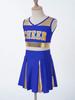 Girls Cheerleading Dance Set Patchwork Crop Top V Neck Letter Print with Elastic Waist Skirt