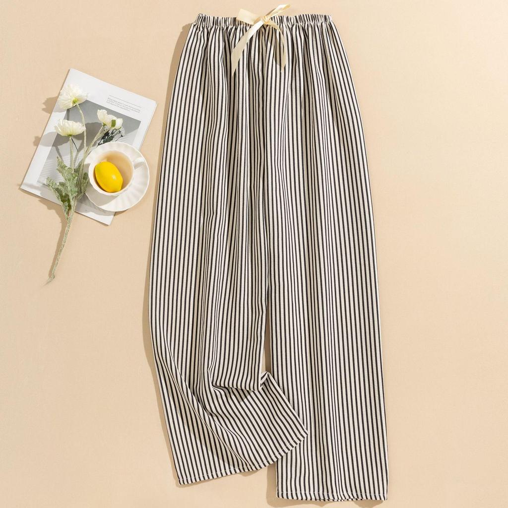 Women's Striped Pajama Pants - Summer Bubble Stripe, Slim, High Waist, Plus Size, Loose, Long Pants for Indoor/Outdoor Wear.