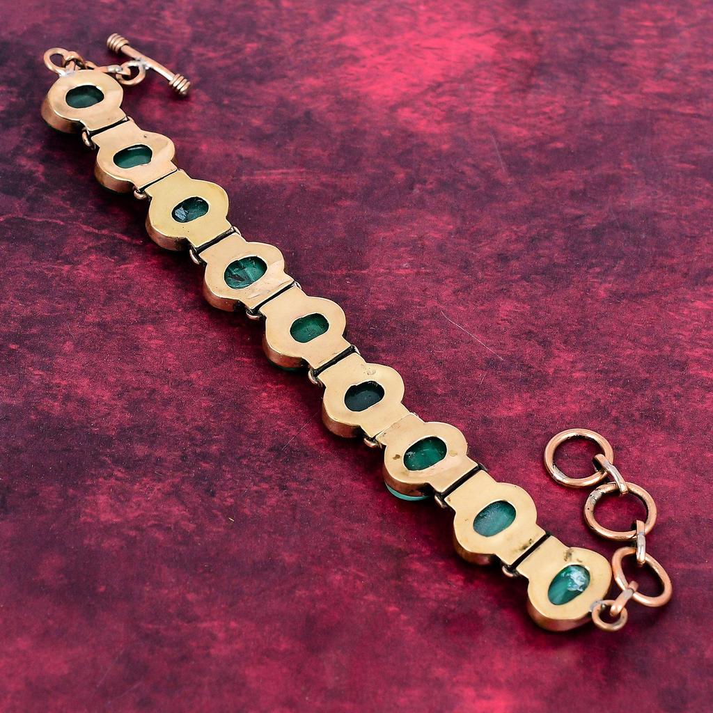 Malachite Gemstone Bracelet Adjustable Bracelet Copper Bracelet Handmade Jewelry