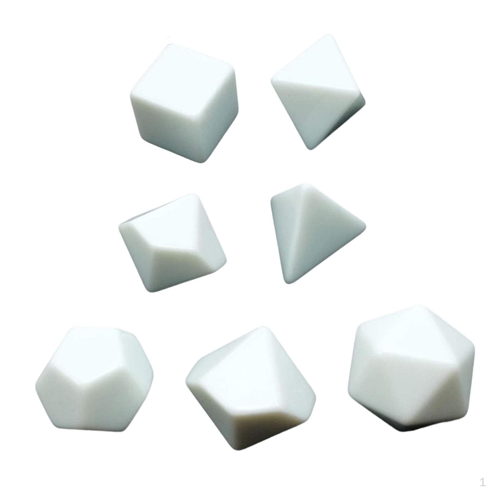 7Pcs Empty Dices Acrylic Blank Polyhedral RPG for DIY Sticker