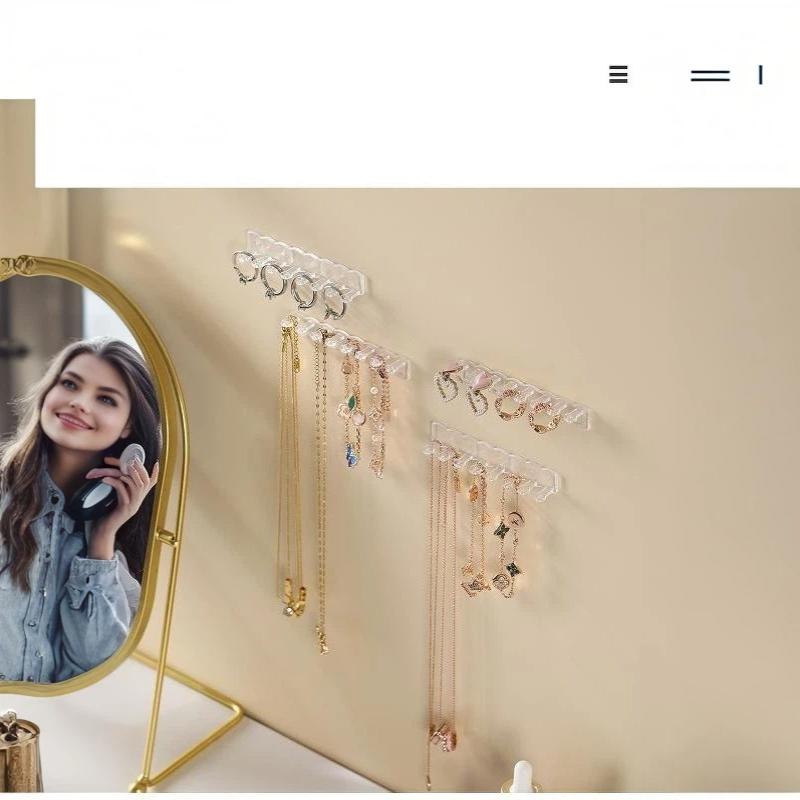 6/12Pcs Necklace Ring Storage Rack Behind Mirror Cabinet Door Anti Tangle Jewelry Display Rack Suitable For Men And Women