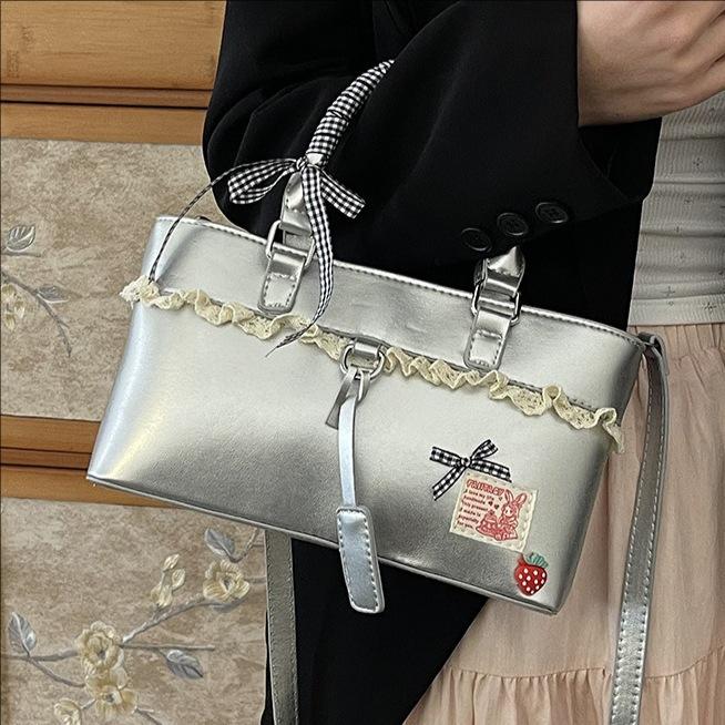 Girls Lace Handbag Women's New Large-capacity Commuter Shoulder Messenger Tote Bag