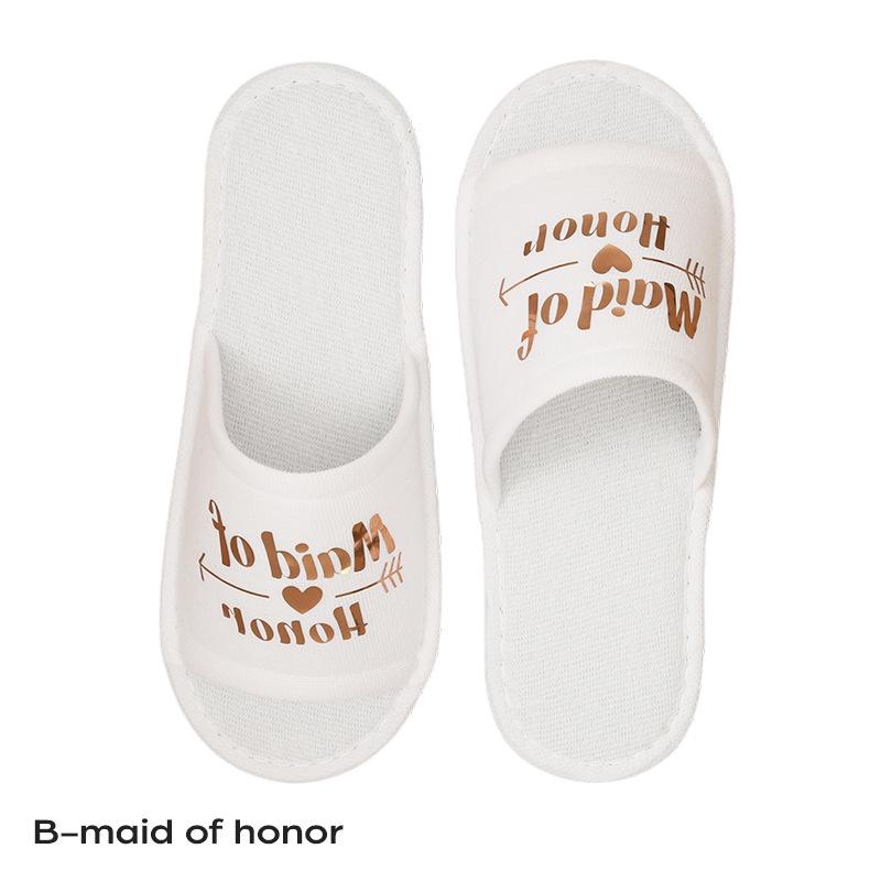 Fashion Bride Bridesmaid Slippers,Wedding Party Disposable Slippers Bridal Party Slippers Set, Lightweight Cozy Soft Sole Flats