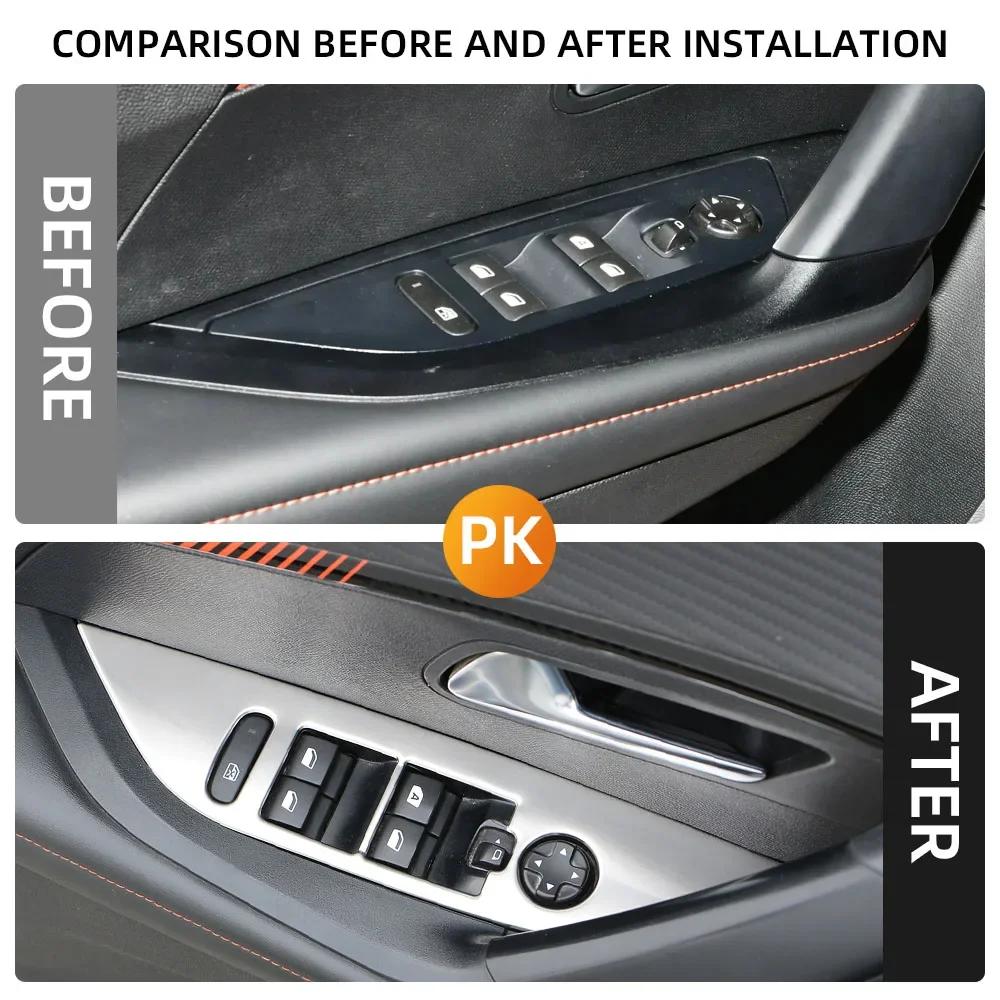 For Peugeot 2008 2019-2025 E2008 2020-2025 LHD Accessories Door Armrest Window Lift Panel Cover Decoration Sticker Car Styling