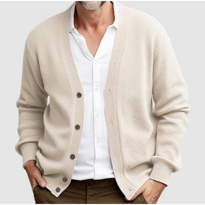 Men S Business Casual Loose Long Sleeve V Neck Button Knit Cardigan