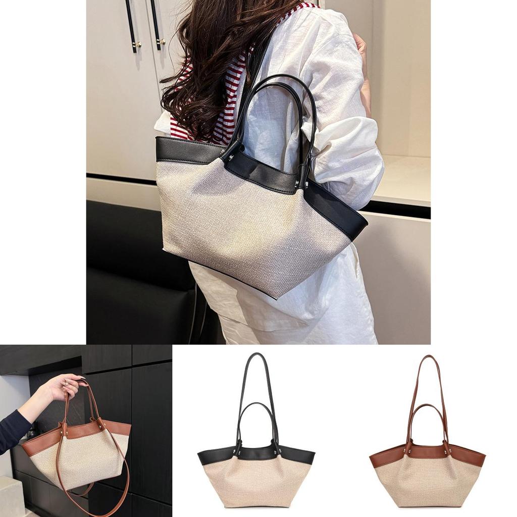 Pu Large Capacity Tote Bag For Women With Color Blocked Pleated Design For Daily Use