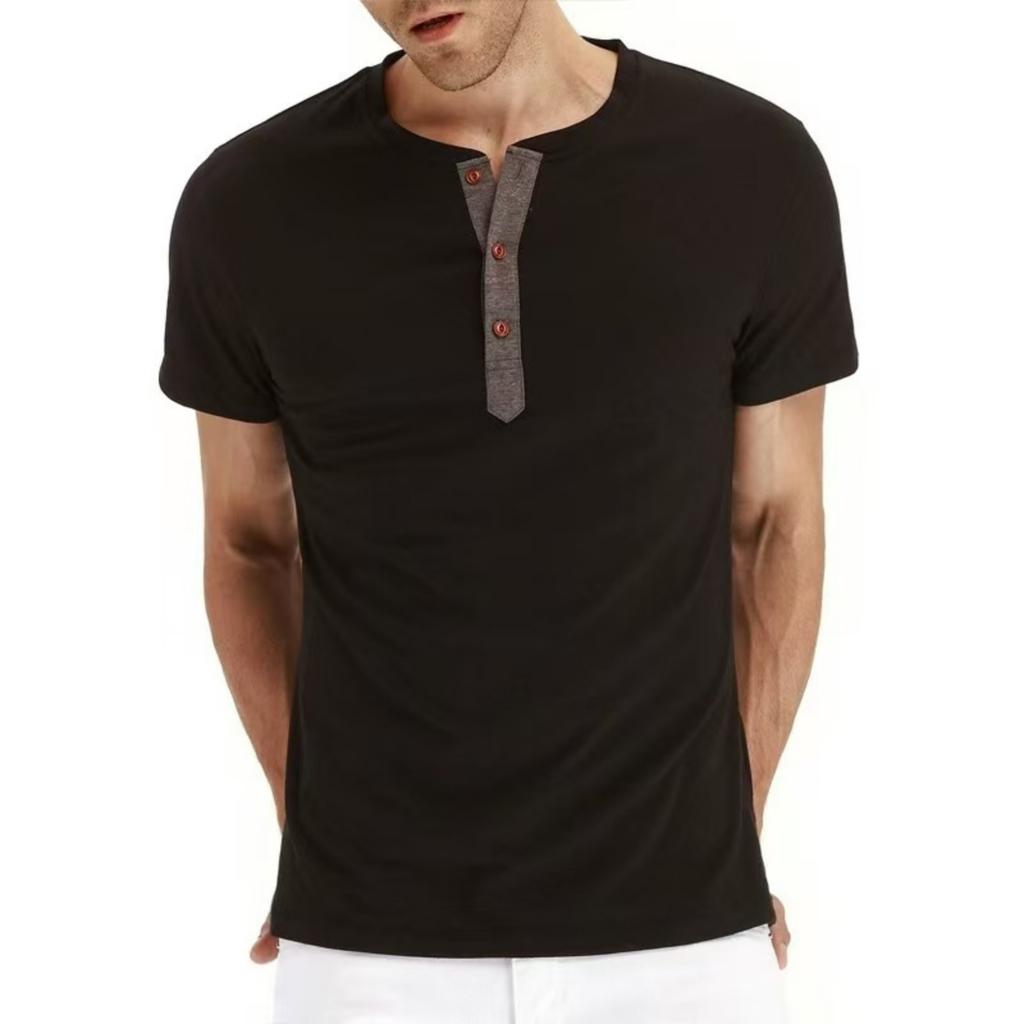 Men's Casual Sports -color T-shirt And Shirt, Men's Round-neck Short-sleeved Top