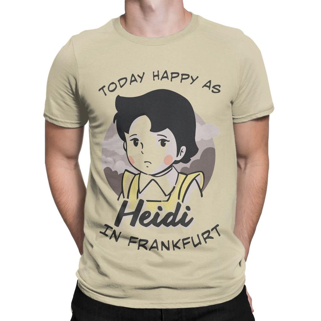Leisure Heidi In Frankfurt T-Shirt Men Round Collar 100% Cotton T Shirt Short Sleeve Tees Printed Clothes