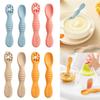 2PCS Cute Baby Learning Spoons Soft Silicone Feeding Tableware Infant Feeding Spoon Eating Helper