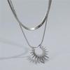 Titanium Steel Necklace Daily Wear Sun Layered Choker for Women Girl Party