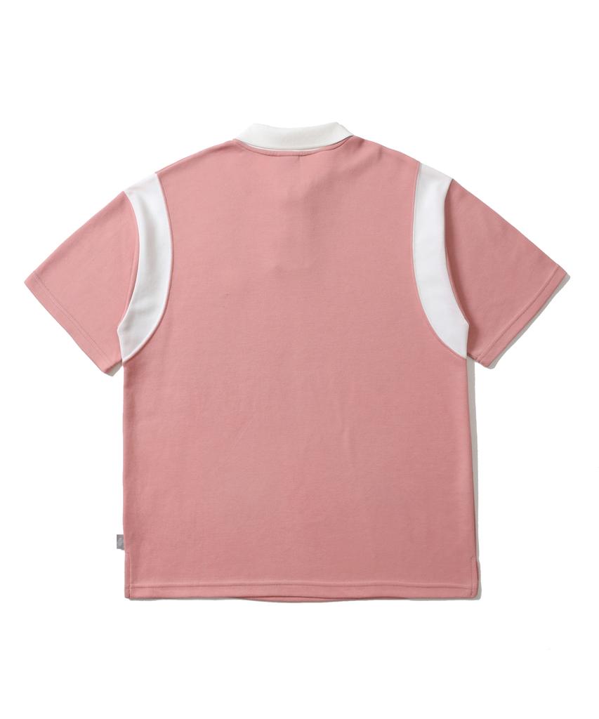Sseochi410 Varsity Polo Shirt Pink