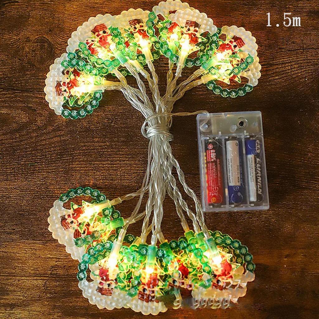 1.5m 10Led Christmas Light String Xmas Elk Santa Claus Xmas Tree Hanging Ornaments Merry Christmas Decor Happy New Year 2025