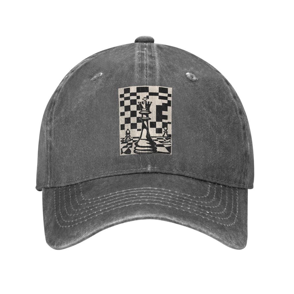 Chess Pieces On Board 1 Washed Denim Cap Casual Baseball Caps Adjustable Hat Summer Unisex Baseball Hats