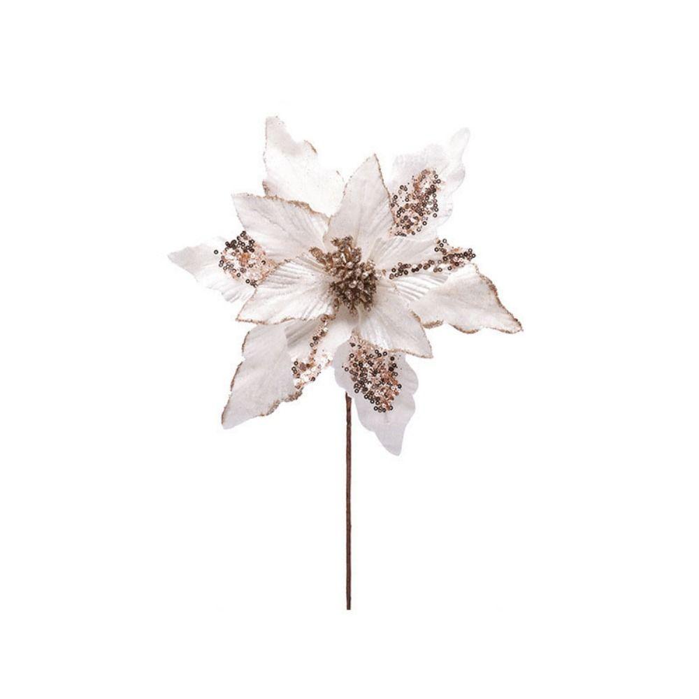 Beautiful Glitter Xmas Flower Hanging Simulation Handmade Flowers  Home Decor