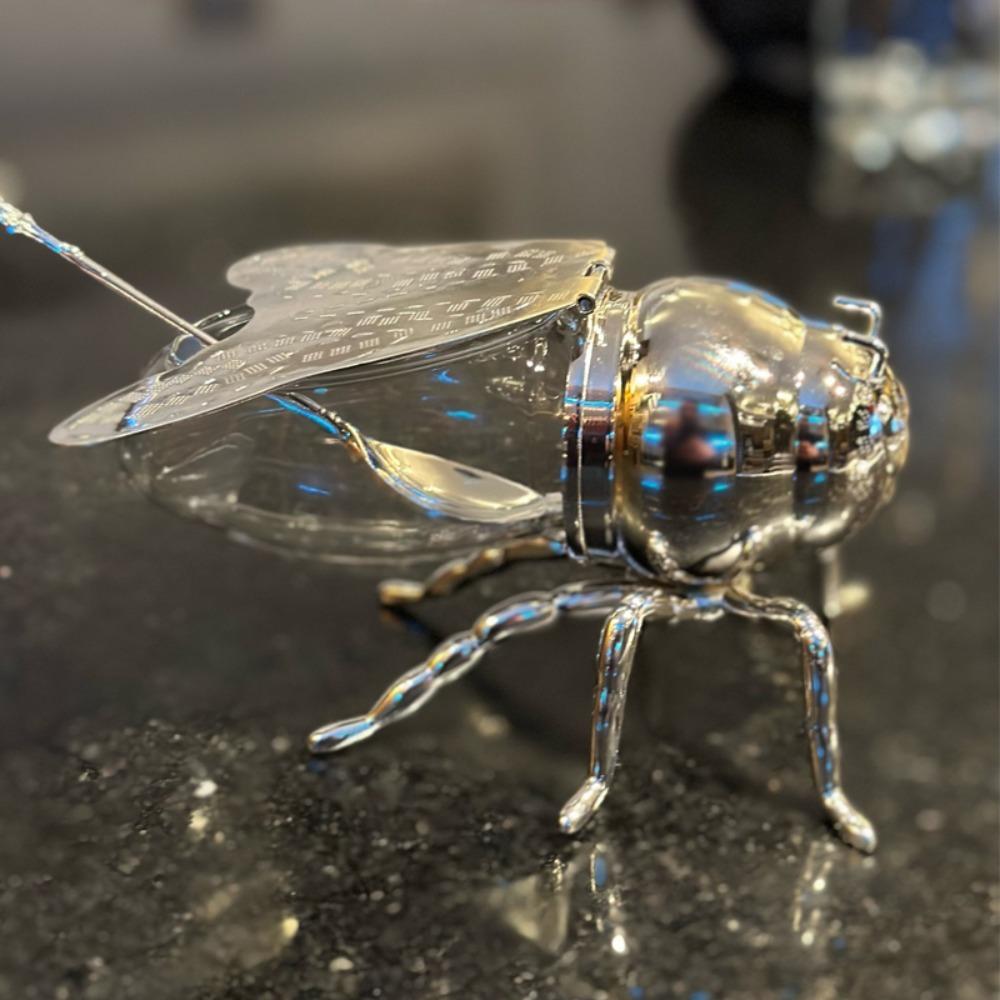 Decor de Casă Metalic în Formă de Albină, Creativ, Decorativ, Borcan pentru Depozitare Miere, Vas pentru Miere, Borcan pentru Condimente, Ornament