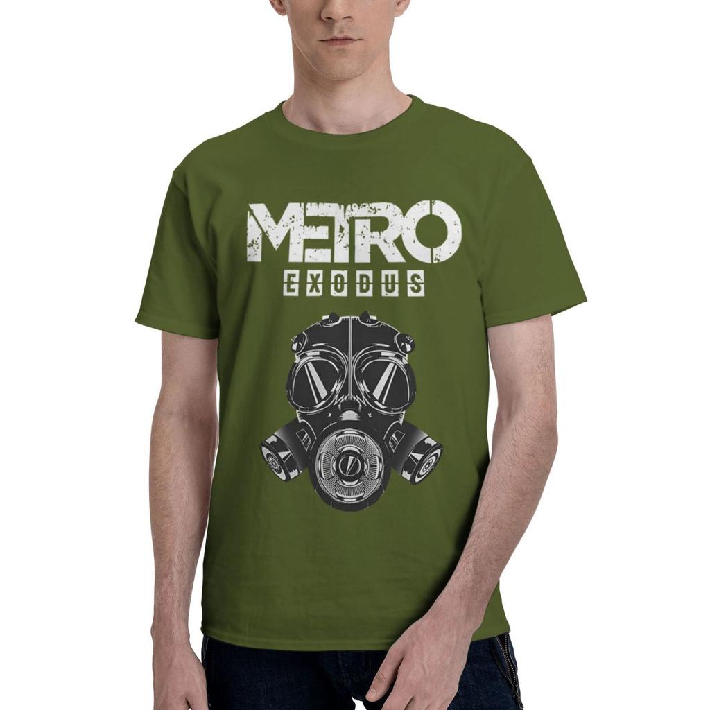 Metro Exodus Gas Mask Print 100 Cotton Casual Breathable Confortable Manga High End Mens Clothing Clothes Men