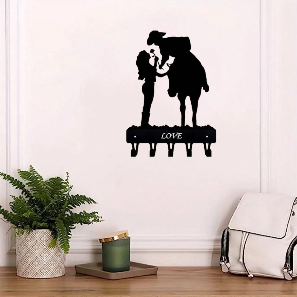 Metal Wall Hook Bohemian Home Decor Romantic Couple Key Holder Rustic Iron Hooks